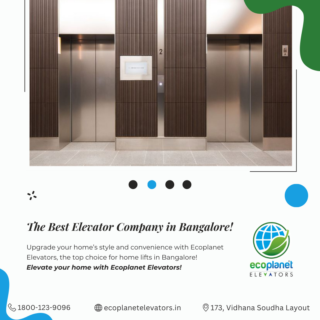 Ecoplanet Elevators – The Best Elevator Company in Bangalore! Enhance your home with Ecoplanet Elevators, offering stylish and reliable home lifts designed to complement any interior. Choose from a wide range of premium color options to seamlessly fit into your home décor. Why Choose Ecoplanet Elevators? Customizable Designs: Elevators tailored to match your home's aesthetic with a variety of color choices. Premium Color Options: From sleek modern tones to classic finishes, our lifts fit perfectly into any décor. Reliable & Safe: Built with advanced technology for smooth, safe, and dependable operation. Expert Installation: Professional service to ensure a hassle-free installation and long-term performance. Upgrade your home’s style and convenience with Ecoplanet Elevators, the top choice for home lifts in Bangalore! #EcoplanetElevators #HomeLifts #BangaloreElevators #PremiumColorOptions #ElevatorsForHomes #StylishLifts #CustomElevators #InteriorDesign #SafeAndReliable Elevate your home with Ecoplanet Elevators!