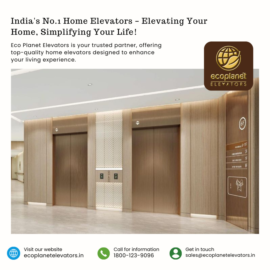 Best Home Elevators | India's No.1 Home Elevators – Elevating Your Home, Simplifying Your Life! Eco Planet Elevators is your trusted partner, offering top-quality home elevators designed to enhance your living experience. Why Choose Eco Planet Elevators? India’s No.1 Home Elevators – Trusted by thousands of homeowners for premium quality. TUV-Certified Safety – Ensuring the highest standards of security and reliability. Elegant & Space-Saving Design – Perfect for modern homes with minimal structural modifications. Energy-Efficient & Eco-Friendly – Operates on single-phase power with minimal energy consumption. Smooth & Silent Operation – Enjoy a comfortable and noise-free ride. Affordable Luxury – Elevate your home with cost-effective yet stylish elevator solutions. Upgrade your lifestyle today with India’s No.1 home elevators – designed for safety, efficiency, and elegance. Contact us now for a free consultation and step into the future of home elevators in India! #EcoPlanetElevators #HomeElevators #BestHomeElevatorsInIndia #LuxuryLifts #SmartLiving #SpaceSavingLifts #AffordableHomeLifts #ElevatorsForHome #TUVCertifiedElevators #PremiumHomeLifts