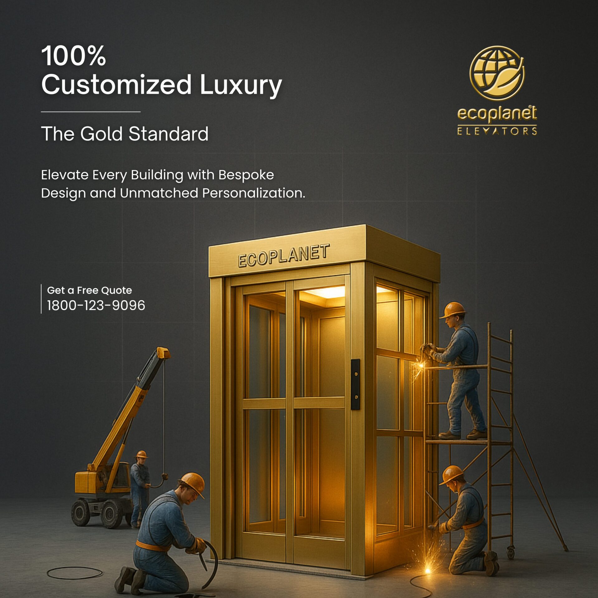Ecoplanet Elevators: The Gold Standard in 100% Customised Luxury! Elevate Every Building with Bespoke Design and Unmatched Personalisation