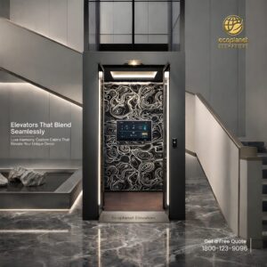 Luxe Harmony: Custom Cabins That Elevate Your Unique Decor Why settle for mismatched elevators when Ecoplanet crafts premium models that perfectly sync with your interior vision? Featuring dramatic patterned walls, sleek black frames, digital touch panels, and marble floors, these elevators fuse artistry with engineering, ideal for Bangalore's luxury villas, apartments, and offices craving sophisticated vertical flow. Transform stairs into statements with designs that mirror your marble counters, wallpaper elegance, and modern edge.
